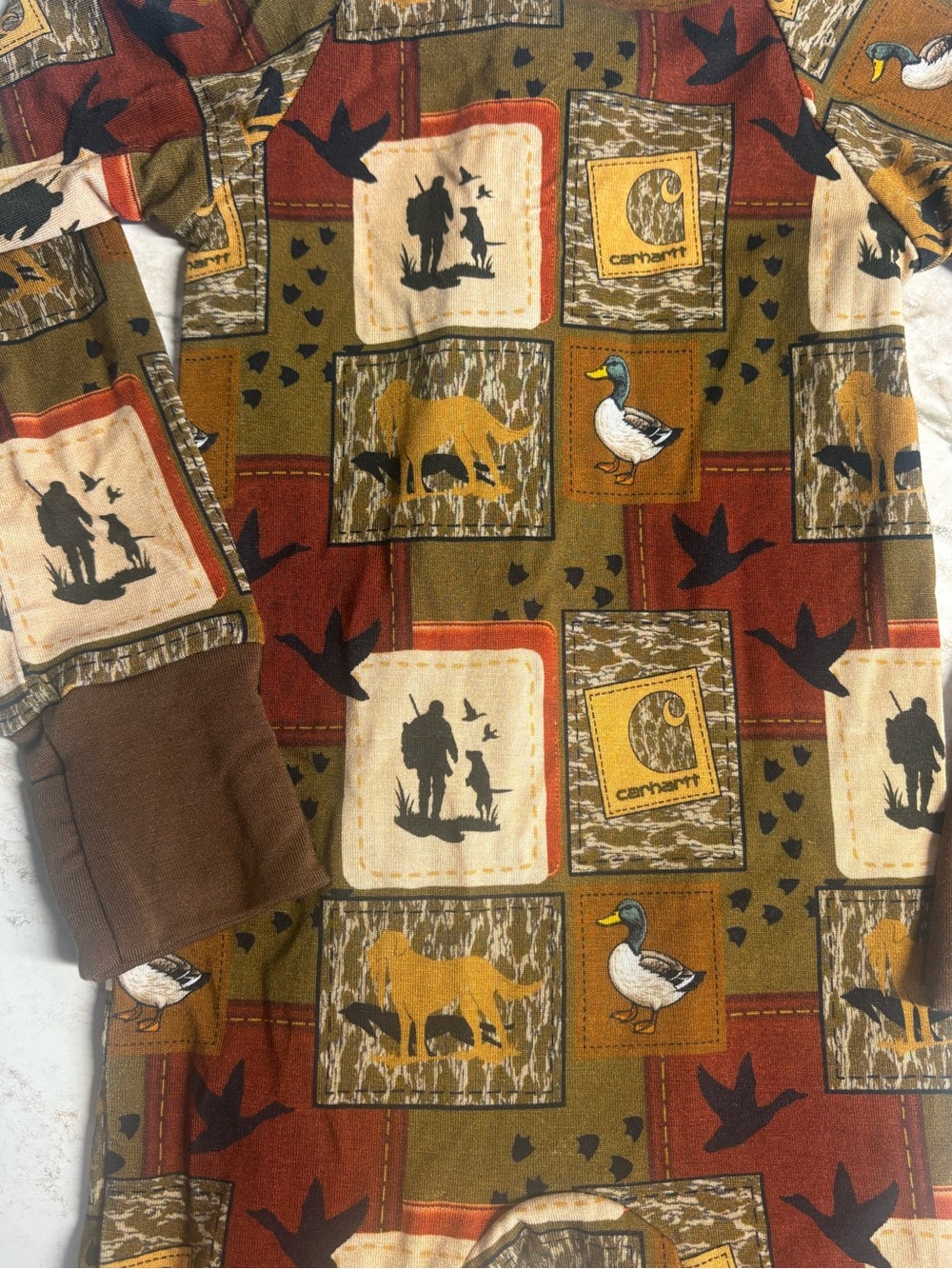 🤎Carhartt BAMBOO💛 Newborn Zippy - Olive & Rust Hunting Patch Print